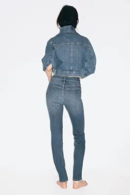 Skinny High Waist Jeans - Bleu denim — photo 8