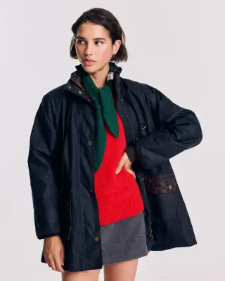 Veste Anaïs bleu marine et léopard fauve Barbour x Balzac — photo 2
