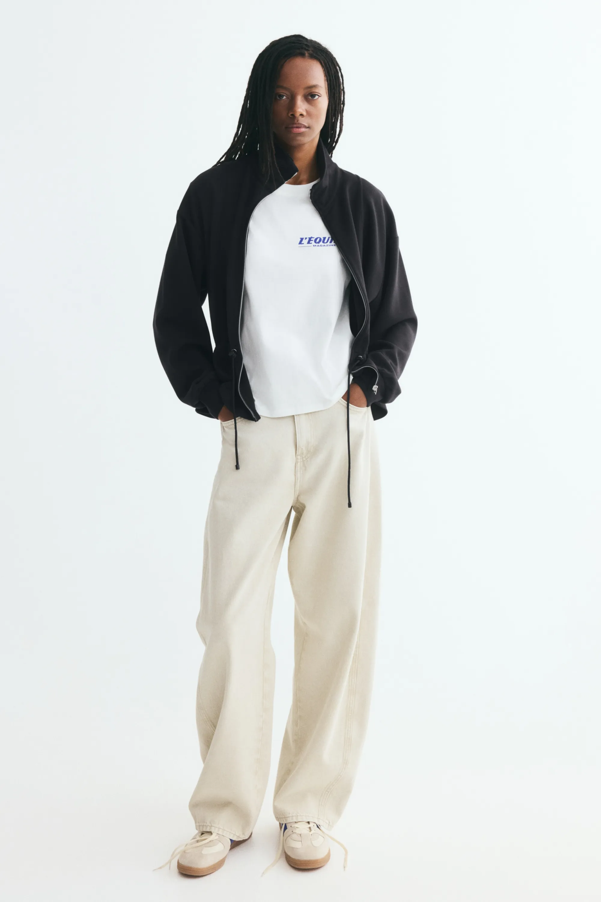 Sweat péplum zippé - Noir