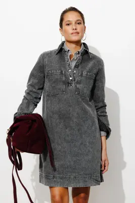 Robe courte en jean Femme — photo 3