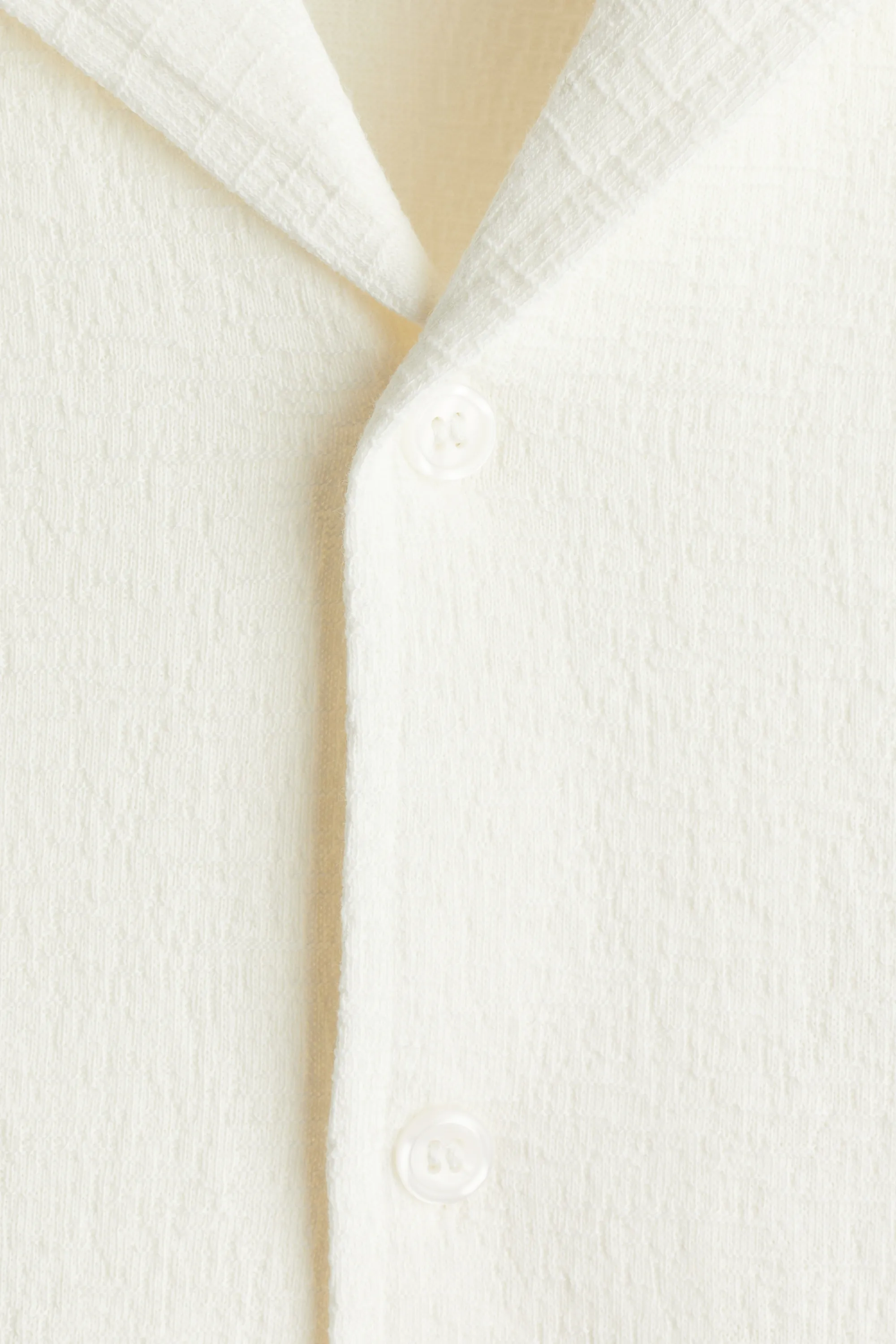 Chemise Regular Fit en jersey avec col cubain - Crème