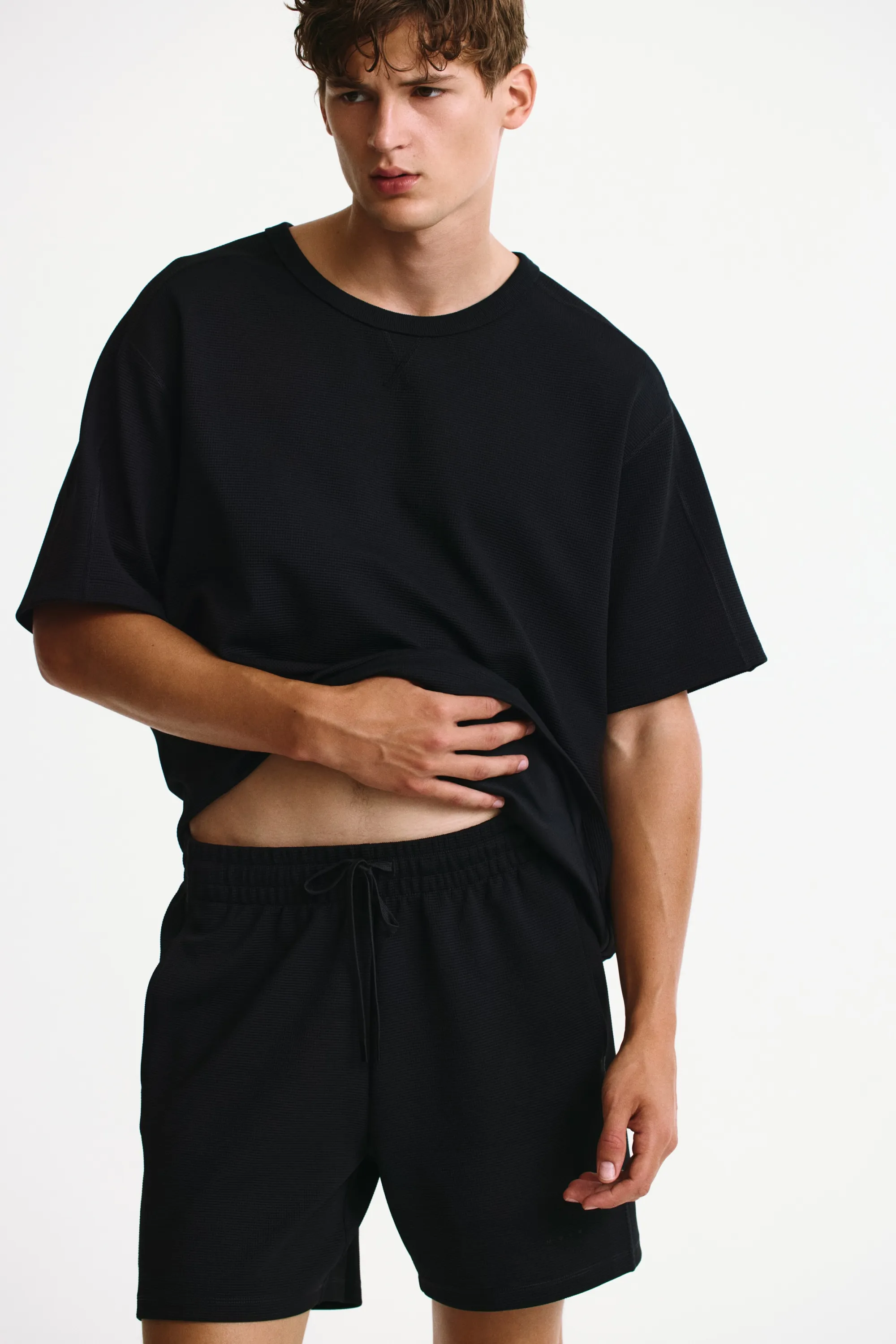Short de sport gaufré Regular Fit DryMove™ - Noir