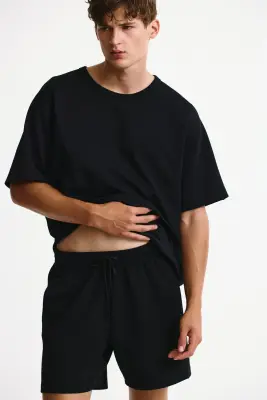 Short de sport gaufré Regular Fit DryMove™ - Noir — photo 1