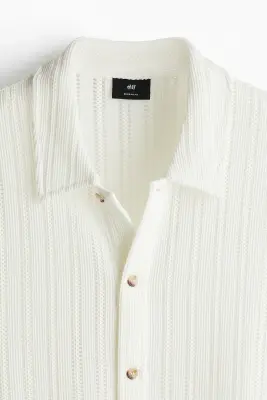 Chemise Regular Fit façon crochet - Crème — photo 1