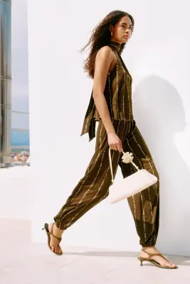 Pantalon ballon froissé - Vert kaki foncé/batik — photo 2