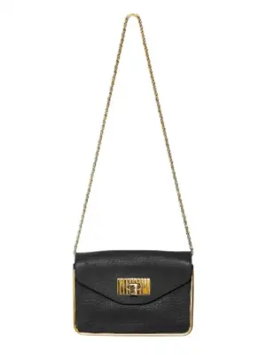 Petit sac SALLY en cuir grainé noir et chaîne dorée Px boutique 1320€ — photo 1