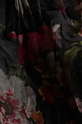 Robe dos nu avec jupe évasée - Noir/fleuri — photo 3