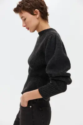 Pull péplum - Gris foncé chiné — photo 3