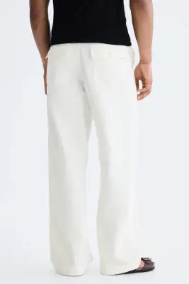 Pantalon Relaxed Fit en twill - Blanc — photo 2