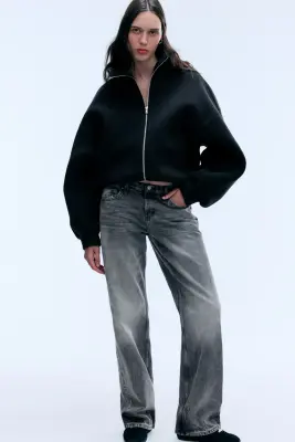 Sweat à capuche oversize en scuba doublé - Noir — photo 2