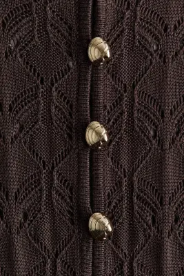 Robe façon crochet avec boutons en haut - Marron foncé — photo 4