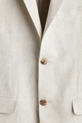 Veste Slim Fit en lin - Beige clair — photo 5