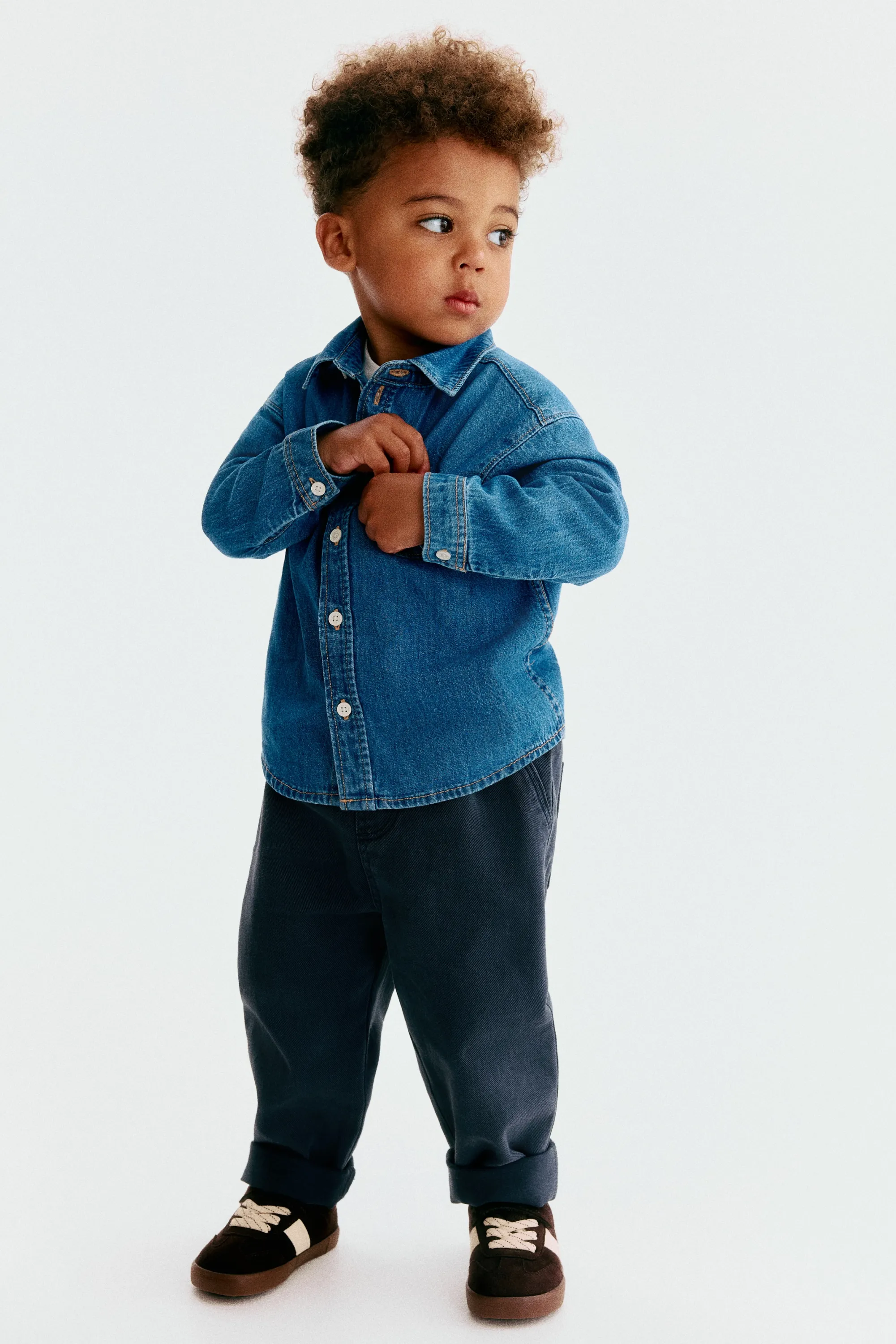 Pantalon en twill de coton - Bleu ancien