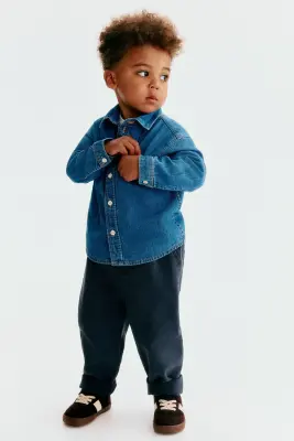 Pantalon en twill de coton - Bleu ancien — photo 1