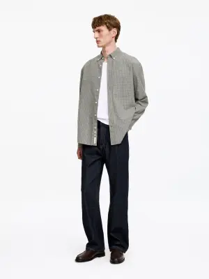 Chemise décontractée en coton - Taupe/Carreaux — photo 2