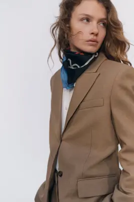 Blazer long en twill - Beige ancien — photo 2