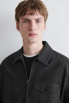 SURCHEMISE ZIPPÉE EN DENIM À FINES RAYURES - NOIR / FINES RAYURES — photo 3