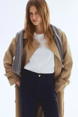 Pantalon évasé en toile - Bleu marine — photo 1