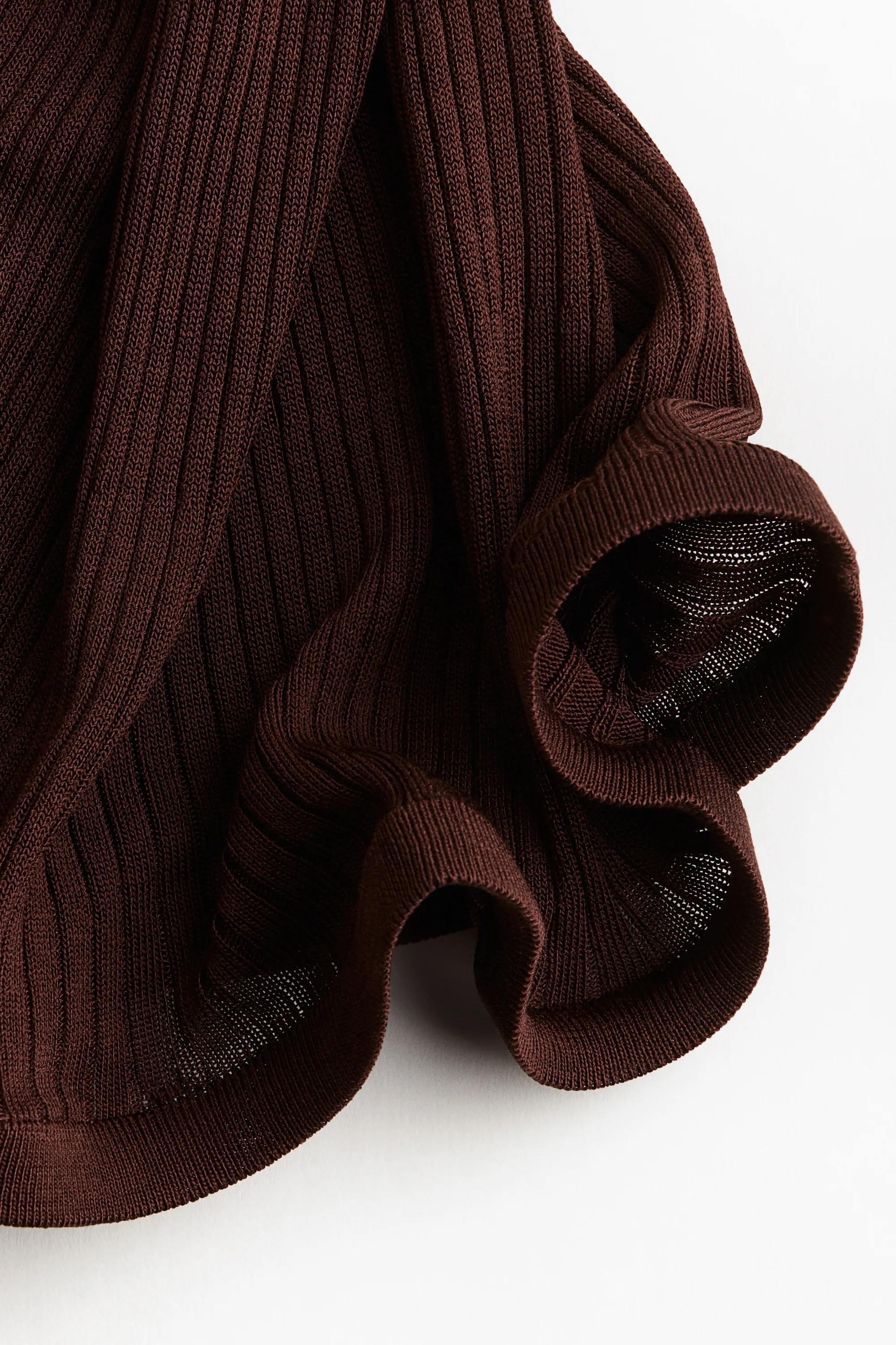 Pantalon en maille côtelée de soie mélangée - Marron foncé