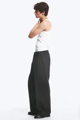 Pantalon de costume plissé décontracté Florian - Noir chiné — photo 2