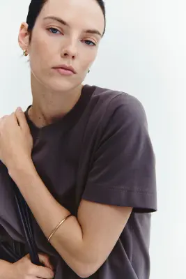 T-shirt en coton pima - Violet ancien foncé — photo 1