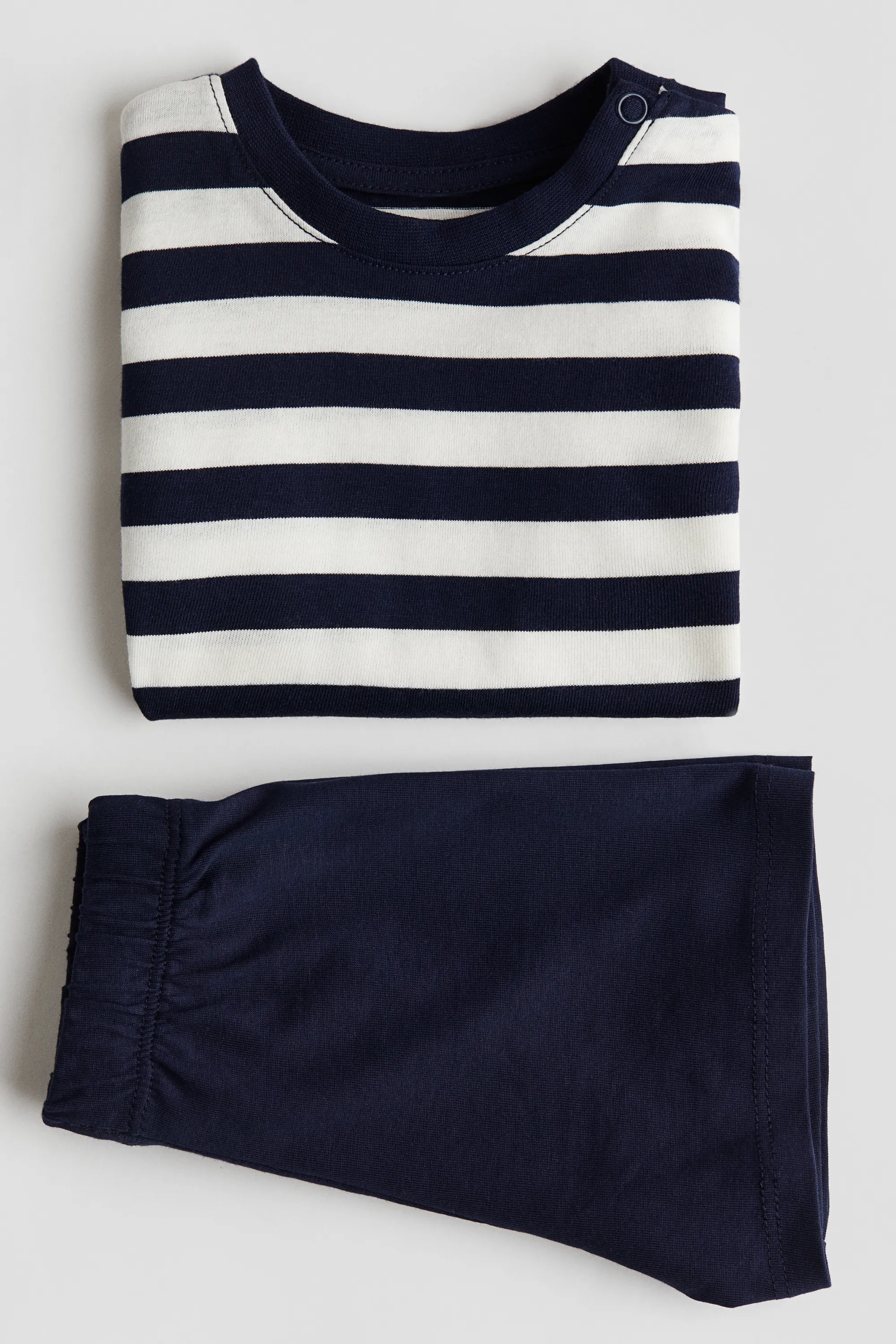 Ensemble 2 pièces en jersey de coton - Bleu marine/rayures blanches