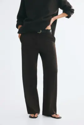 Pantalon chic en twill - Marron foncé — photo 1
