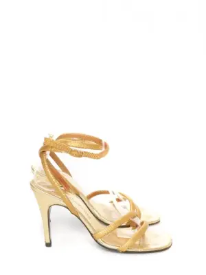 Sandales à talon et bride cheville en cuir doré Prix boutique 700€ Taille 37,5 — photo 1