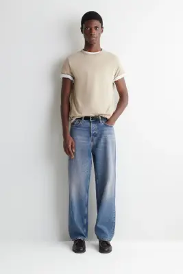T-SHIRT EN COTON BROSSÉ - SABLE — photo 2