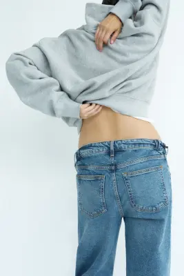 MAMA Straight Low Waist Jeans - Bleu denim — photo 1