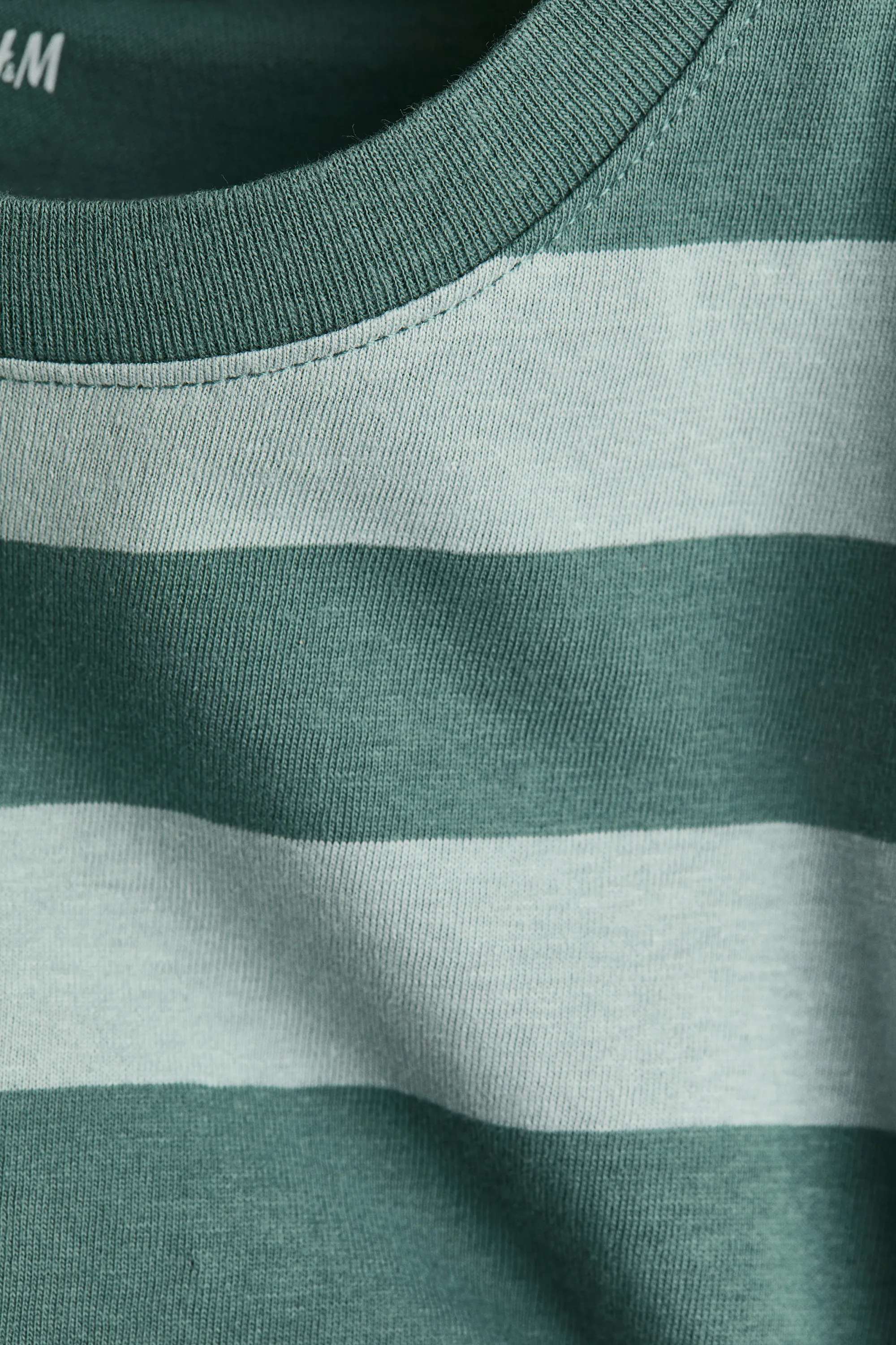 T-shirt en coton - Vert ancien/rayé