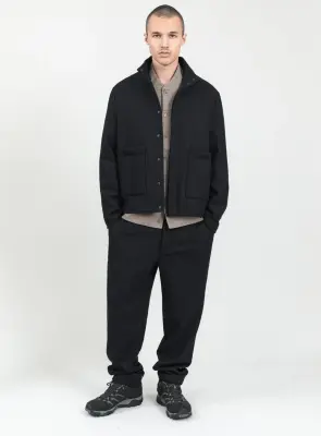 Safari Jacket in Navy Blue Wool & Cashmere