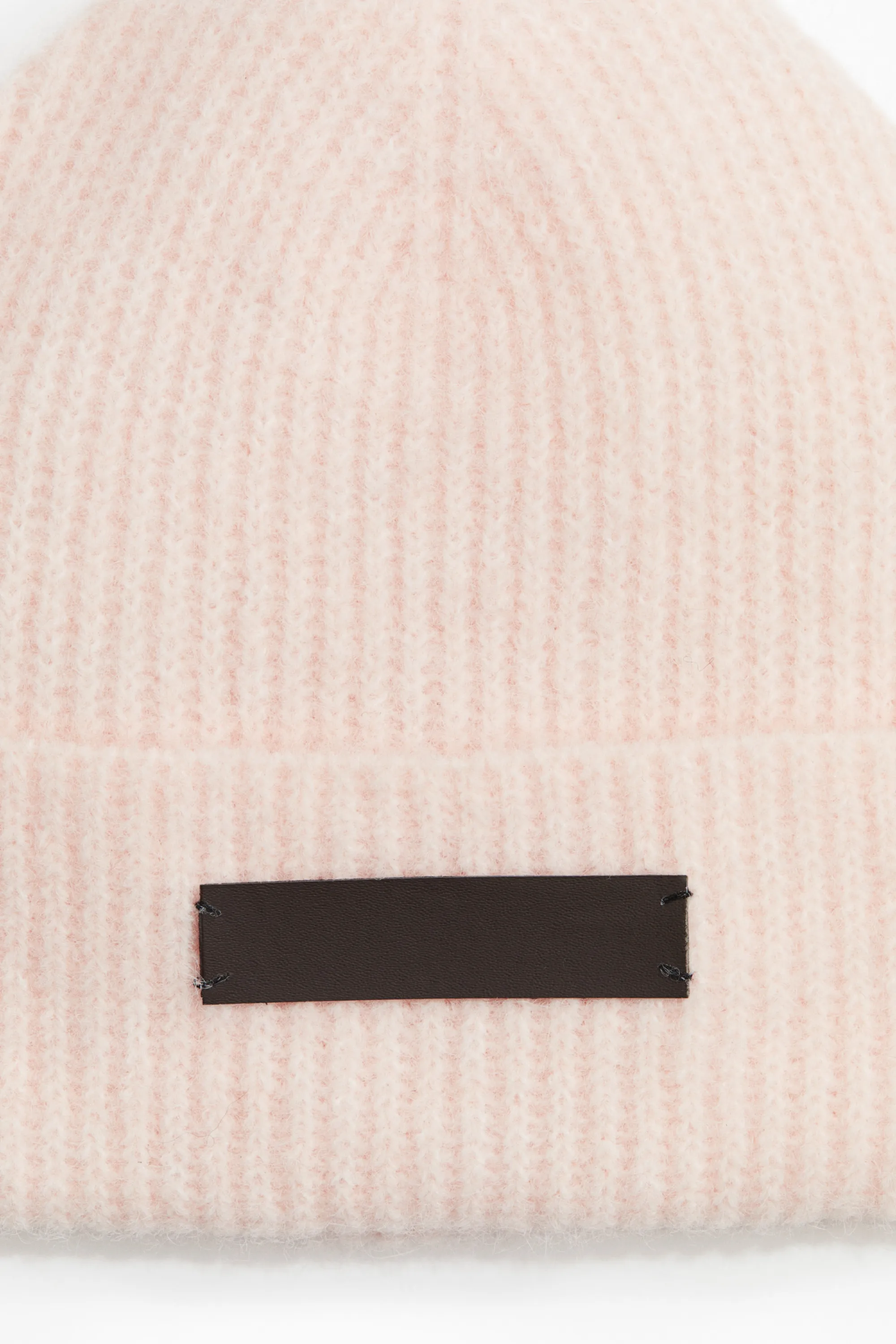 Bonnet en maille côtelée - Rose clair