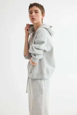 Veste à capuche zippée - Gris clair chiné — photo 1