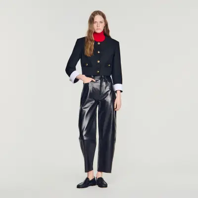 Veste courte en laine à rayures 