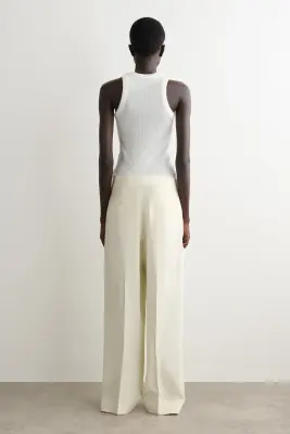 PANTALON DE TAILLEUR DROIT EN LIN MÉLANGÉ - ÉCRU — photo 3