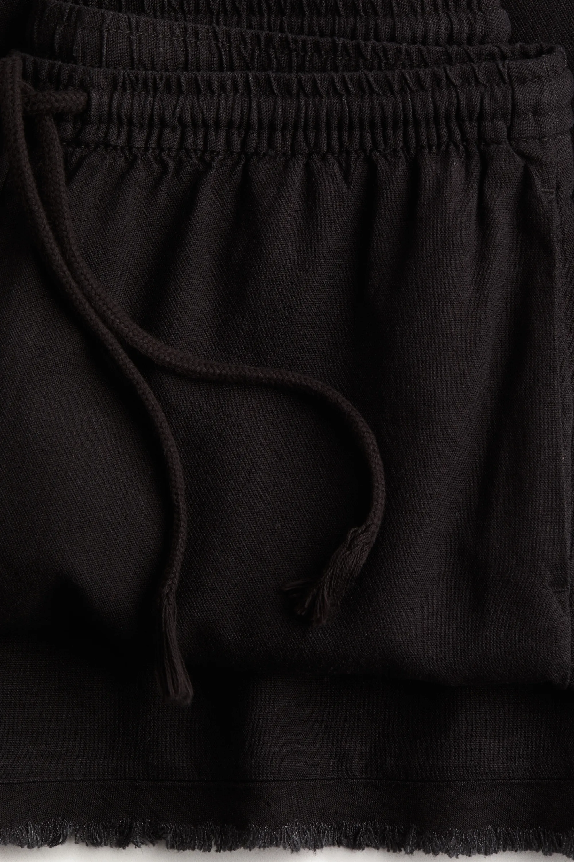 Pantalon en lin mélangé avec cordon de serrage - Gris foncé