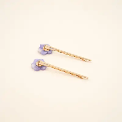 Duo de barrettes fines Pensées Coucou Suzette — photo 4