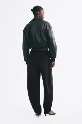 Pantalon barrel en viscose mélangée - Noir — photo 3