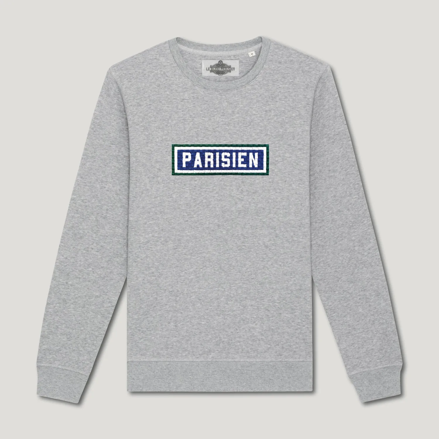 SWEAT-SHIRT COTON BIO BRODÉ - PARISIEN - GRIS