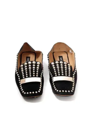 Chaussures plates loafers en suede noir et studs argent Prix boutique 550€ Taille 38 — photo 4