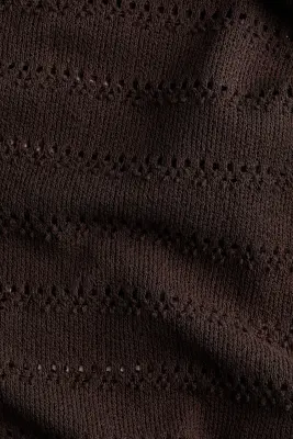 Pantalon large en maille texturée - Marron foncé — photo 3