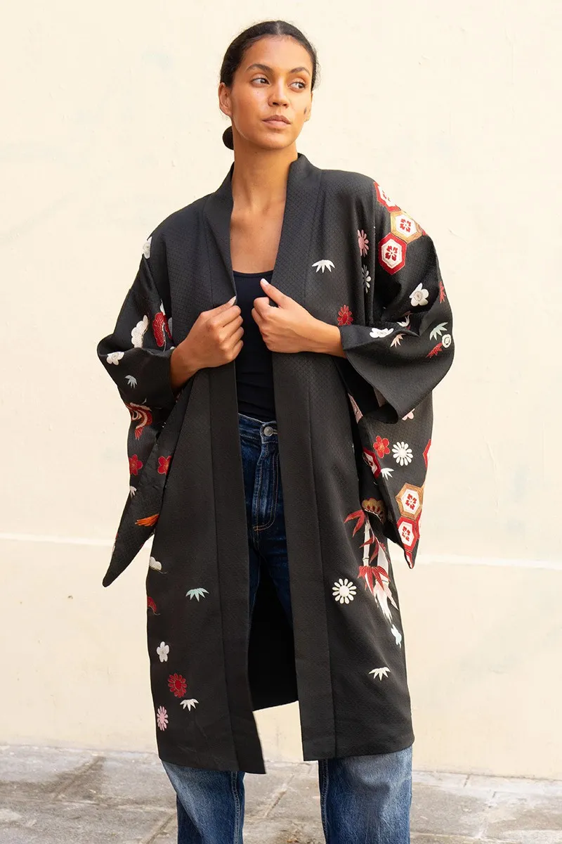 Haori Long brodé en Soie