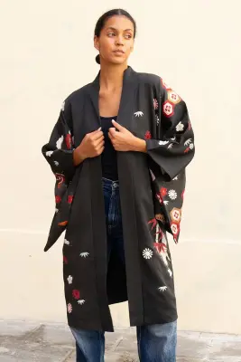 Haori Long brodé en Soie — photo 1