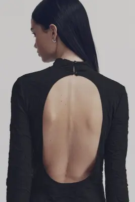 Robe à dos ouvert - Noir — photo 3