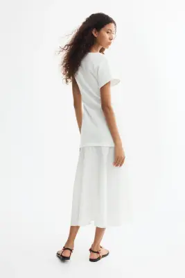 Robe asymétrique bi-matière - Crème — photo 4