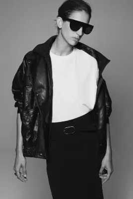 Jupe crayon avec ceinture - Noir — photo 1
