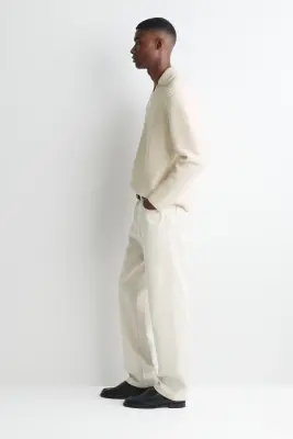 PULL POLO EN MAILLE DE LAINE GAUFRÉE - CRÈME — photo 4