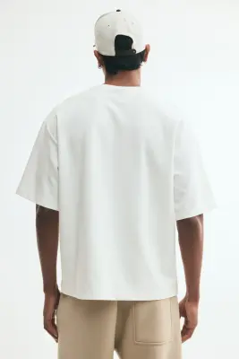 T-shirt boxy Relaxed Fit en coton - Crème — photo 3