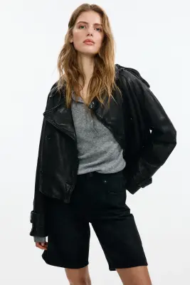 Short Bermuda en denim - Gris foncé — photo 2